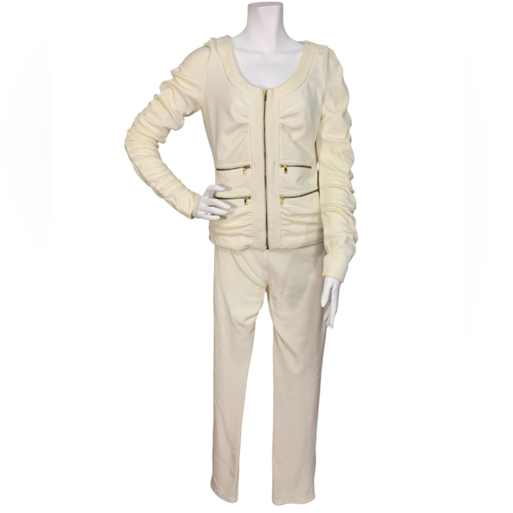 Boston Proper Beyond Travel Chic Coordinates velour pant & jacket set, sz S EUC